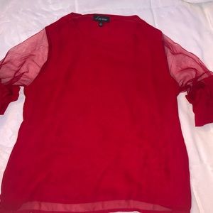 Cute red holiday blouse with puffy sleeves design  ❤️